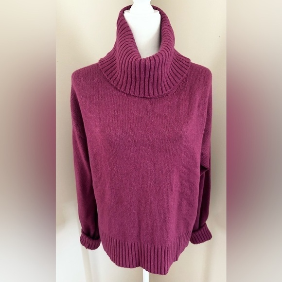 Anthropologie Magenta Italian Wool Polyamide Blend Oversized Turtleneck Sweater - Picture 1 of 9